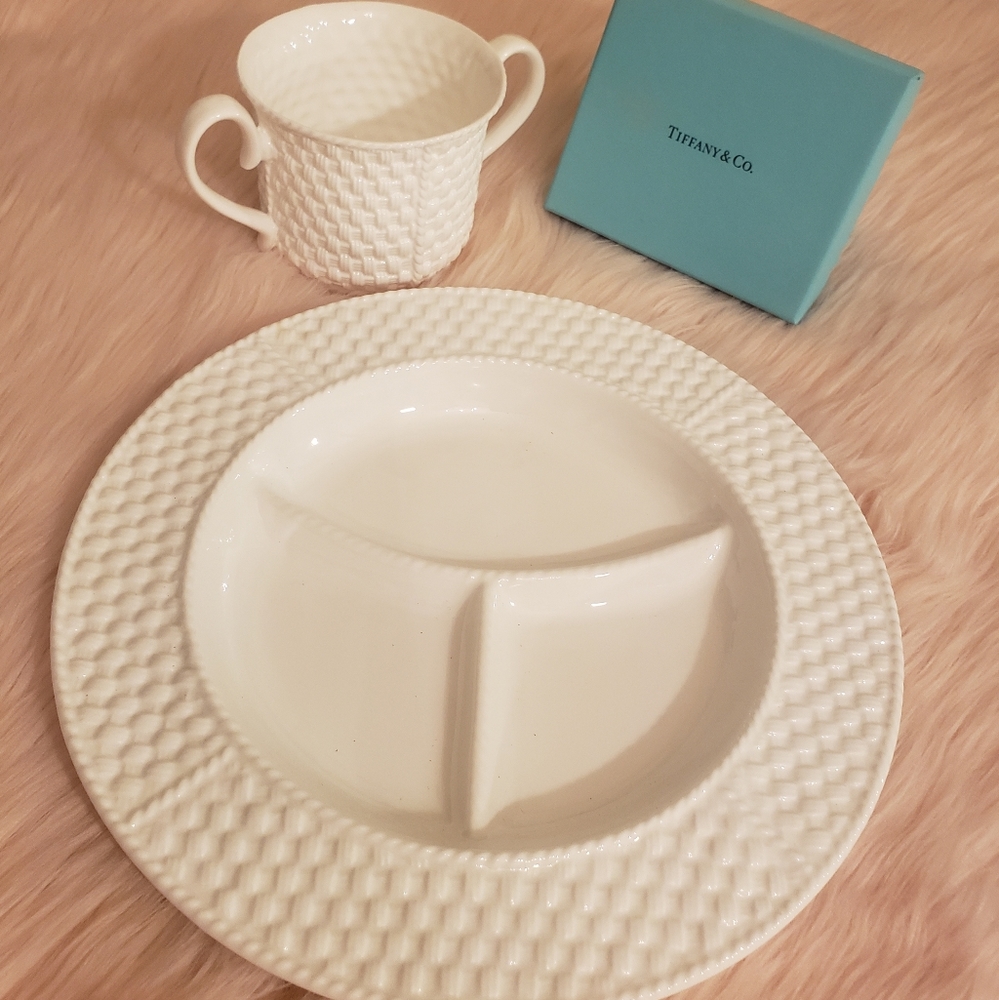 Tiffany & Co. Weave Baby Plate and Cup Set